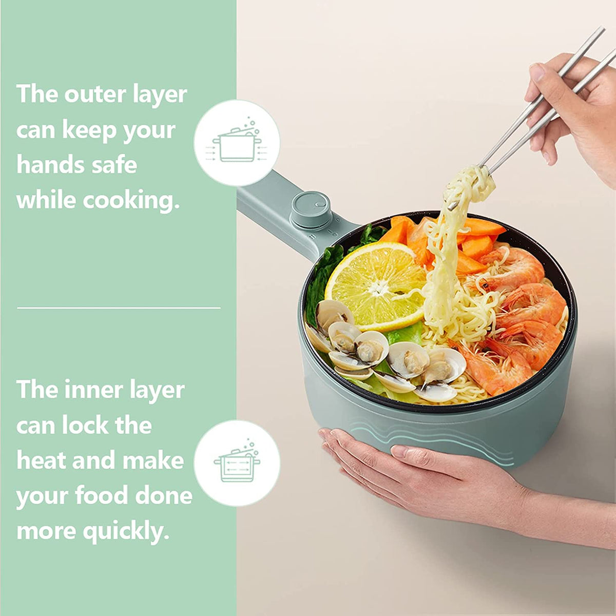 Heated Portable Pot | Electric Mini Cooking Cooker